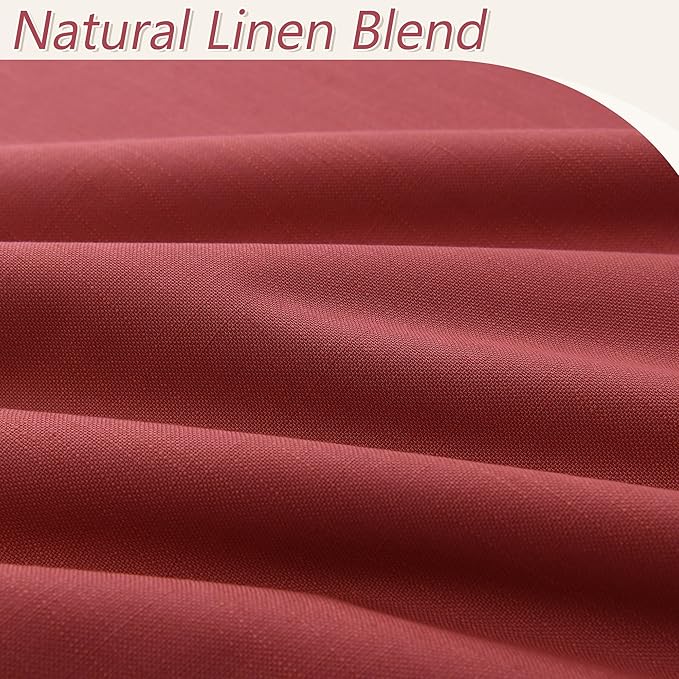 Guken Red 100% Blackout Linen Curtains 120 Inch Length 2 Panels Set for Living Room Bedroom Back Tab/Rod Pocket Thermal Insulated Black Out Drapes Room Darkening Window Curtains,52x120