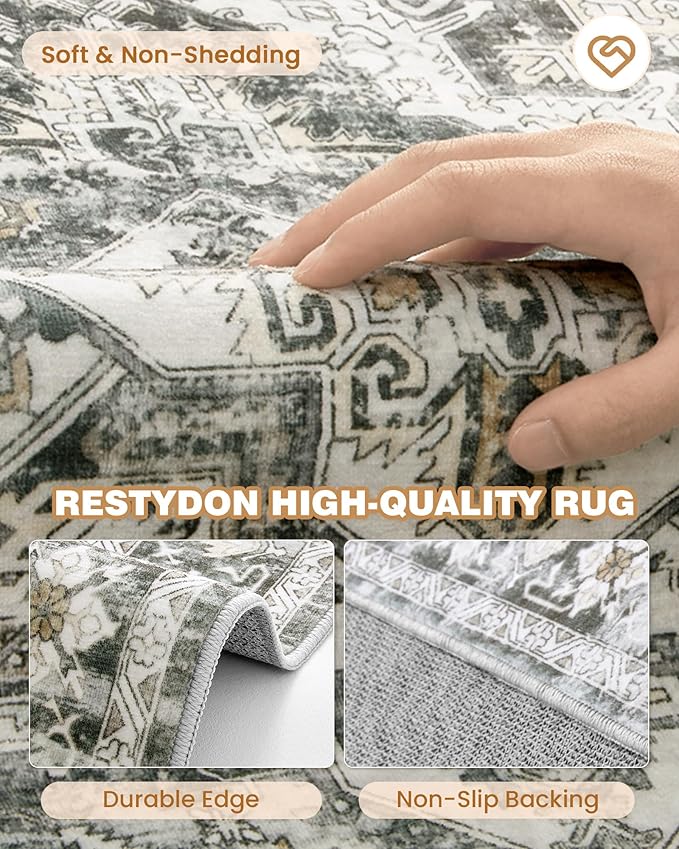 Kitchen Runner Rug Non Slip Washable 2.5x8, Soft Low Pile Entryway Rug Runners for Hallways,Carpet Runner for Living Room,Kitchen, Laundry, Bathroom(Grey/Beige,2.5'x8')