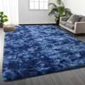 Deerhoo Large Shag Area Rugs 6 x 9, Plush Fuzzy Rugs for Living Room, Ultra Soft Fluffy Furry Rug for Bedroom, Indoor Carpet Nursery Rugs for Kids Room Home Decor, Tie-Dyed Navy Blue