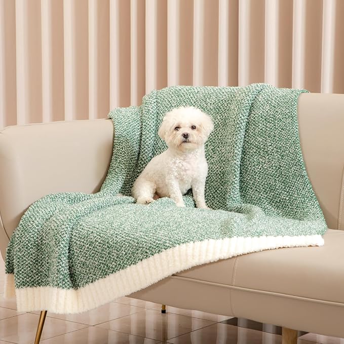 Snuggle Sac Green Throw Blanket, Ultra Soft Warm Blankets for Couch, Cozy Knit Fuzzy Plush Throws Blanket for Sofa, Bed,Living Room, Heather Green, 50x60 inches