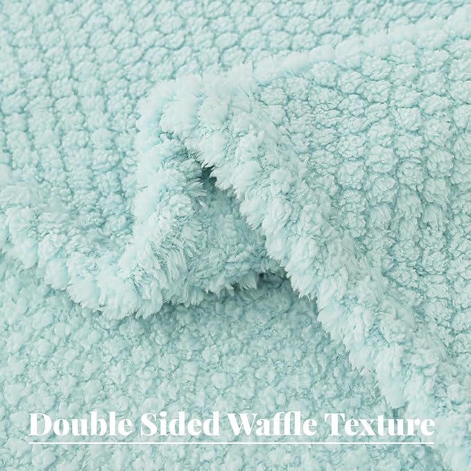 Whale Flotilla Queen Size Fuzzy Fleece Blanket for Bed, 90x90 Inch Fluffy Warm Soft Jacquard Blankets for All Season, Lightweight and Cozy, Light Blue
