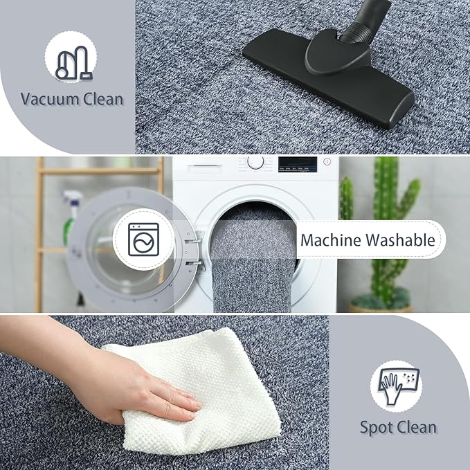 AROGAN Small Washable Area Rugs for Bedroom, 2×4 Runner Rug with Memory Foam for Hallway, Non Slip Fluffy Carpet Indoor Rug Runner for Kitchen, Bedside, Entryway Bathroom Home Decor, Navy Blue