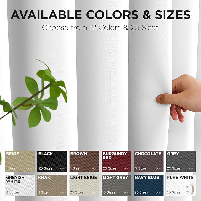 Joydeco Blackout Patio Sliding Door Curtains 96 Inches Long, Grommet Privacy Room Divider Curtains, Extra Wide Thermal Blackout Drapes for Bedroom Living Room (Pure White, 80Wx96L, 1 Panel)