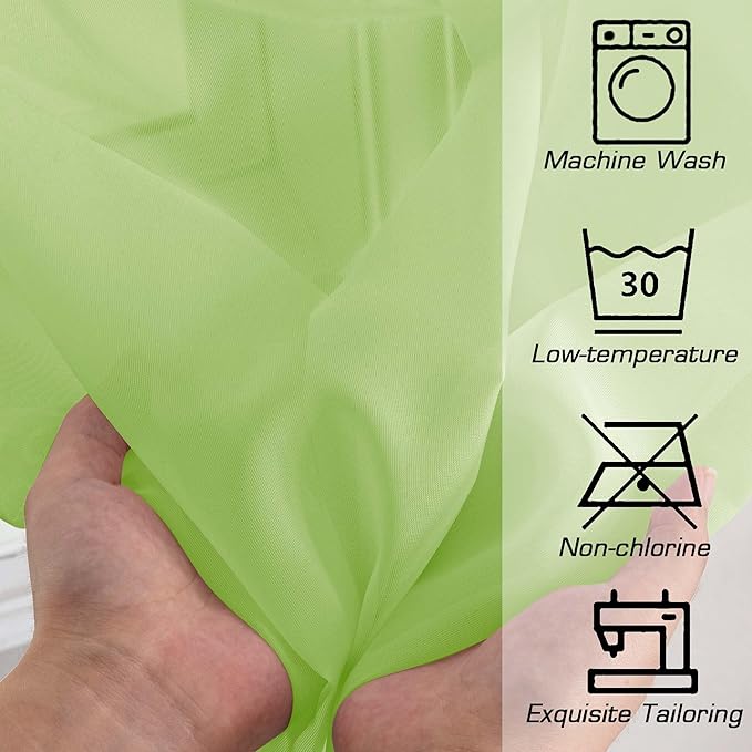 OWENIE Sheer Lime Curtains for Bedroom Living Room 78 Inches Long 2 Panels Set, Soft Solid Light Filtering Sheer Curtain Rod Pocket Clear Drapes for Window Sliding Door, Lime, Each 42 x 78 Inch