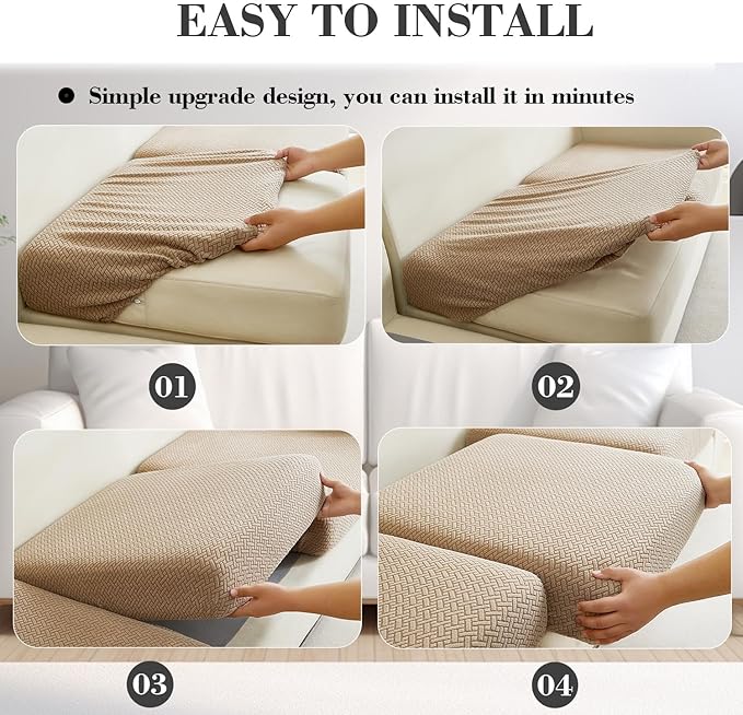 Sofa Covers Couch Covers for Sofa Pet Friendly Couch Cushion Covers Universal Sofa Covers Washable Stretch Slipcovers for Sectional Sofa (Texture Light Coffee,Back Cover M)