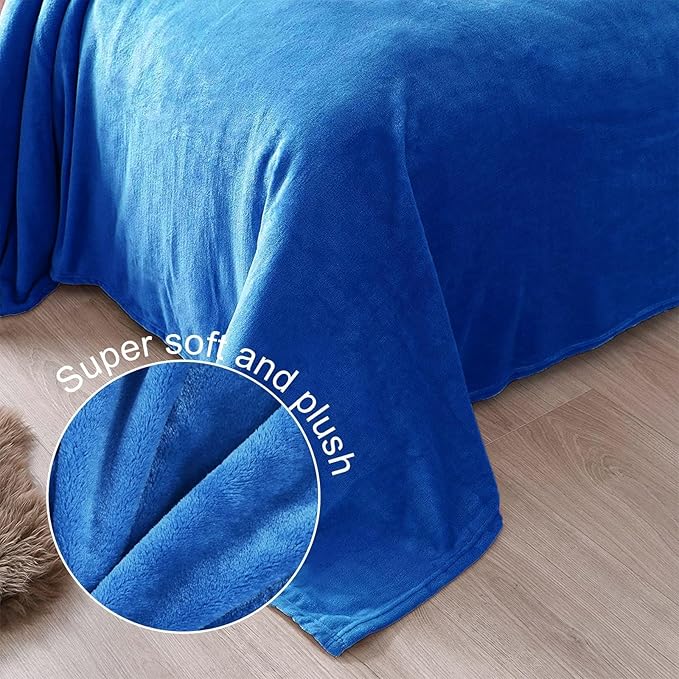 Exclusivo Mezcla Fleece Throw XL Blanket for Couch, Sofa, Super Soft and Warm Cobalt Blue Blankets, All Season, Cozy, Plush, Lightweight, 50x70 Inches
