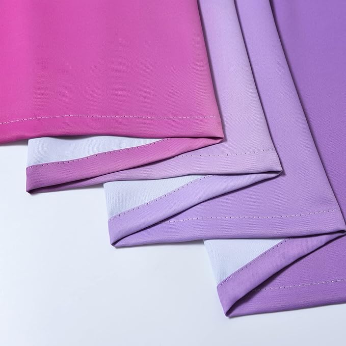 Yakamok Ombre Pink and Purple Curtains for Bedroom, Gradient Room Darkening Curtains, Grommet Thermal Insulated Light Blocking Window Drapes/Curtain for Living Room,52 x 72 Inch,2 Panels