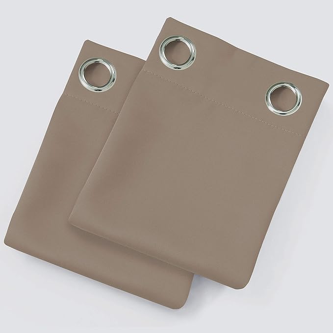 LEMOMO Cappuccino Blackout Curtains 52 x 63 Inch Length/Set of 2 Curtain Panels/Thermal Insulated Room Darkening Blackout Curtains for Bedroom