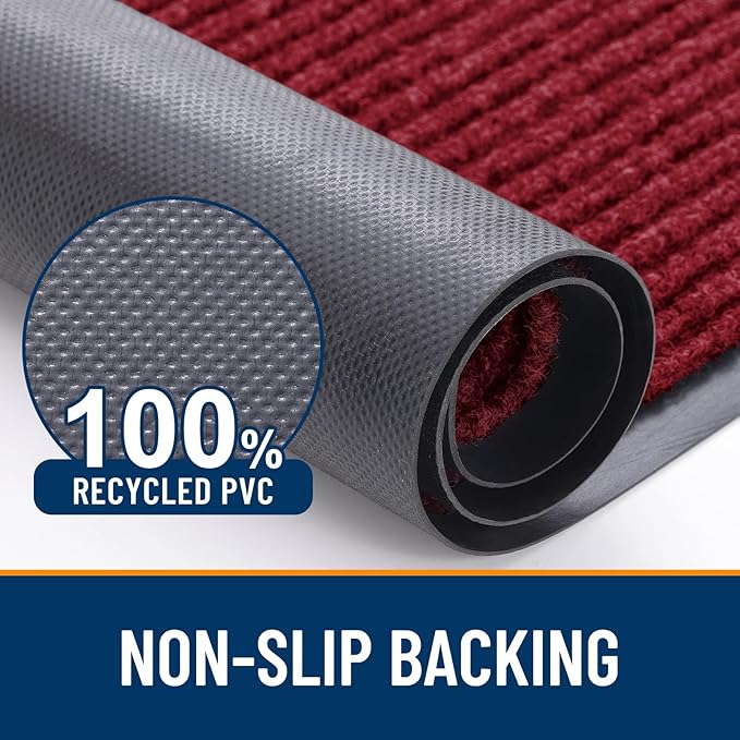 OLANLY Front Door Mat Indoor Outdoor Entrance, Waterproof Heavy Duty Doormat, Fade Resistant, Low Profile, Easy Clean Patio Porch Welcome Floor Mats for Entry, 59x40, Wine Red