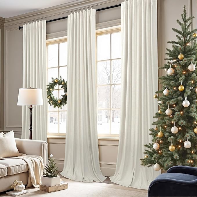 78 Inch Curtains 2 Panel for Bedroom Full Blackout Neutral Boho Window Drape Room Darkening Insulating Thermal Curtain for Winter Cold Weather Closet Curtain for Open Closet Door Sliding Back Cream