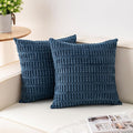 Pack of 2 Corduroy Decorative Throw Pillow Covers 22x22 Inch Soft Striped Pillow Covers Modern Farmhouse Home Decor for Sofa Living Room Couch Bed（Teal）