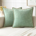 MIULEE Pack of 2 Couch Throw Pillow Covers 20x20 Inch Greyish Green Farmhouse Decorative Pillow Covers with Stitched Edge Soft Chenille Solid Dyed Spring Pillow Covers for Sofa Bed Living Room