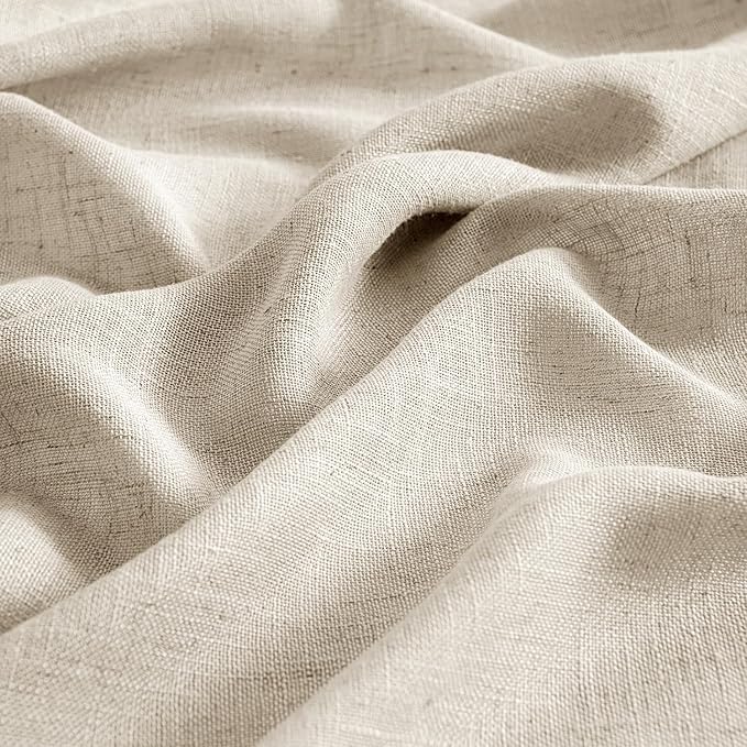 MIULEE Beige Linen Curtains 72 Inch Length 2 Panels for Bedroom Living Room, Soft Linen Textured Window Drapes Semi Sheer Light Filtering Back Tab Rod Pocket Farmhouse Modern Burlap Look Decor