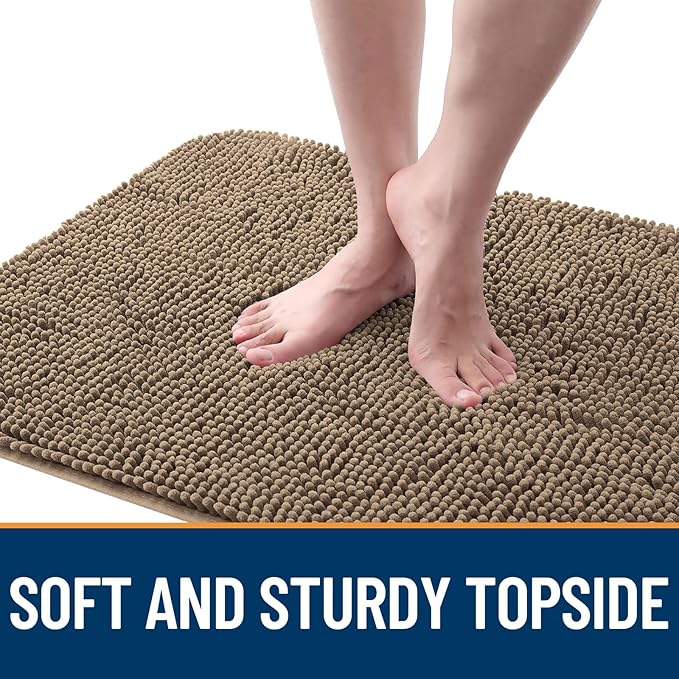 OLANLY Dog Door Mat for Muddy Paws 34x21, Absorbs Moisture and Dirt, Absorbent Non-Slip Washable Doormat, Quick Dry Chenille Mud Mat for Dogs, Entry Indoor Entryway Carpet for Inside Floor, Tan