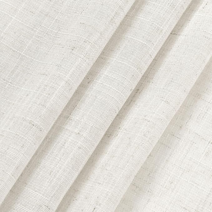 Extra Long Beige White Linen Curtains 144 Inch for Living Room 2 Panels Set Rod Pocket Back Tab Light Filtering Semi Sheer Curtain Privacy Floor to Ceiling High Ceiling Drapes for Farmhouse 52x144