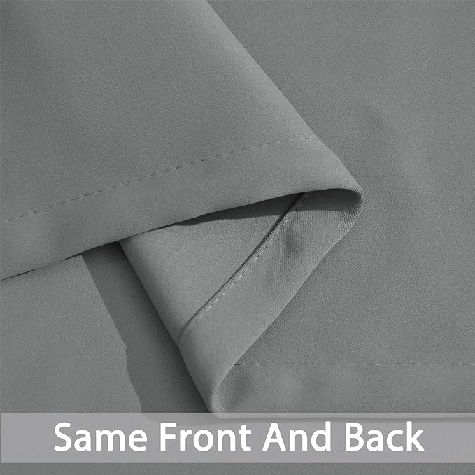 Yakamok 36 Inch Curtains Blackout Window Curtains for Kitchen, Grommet Room Darkening Thermal Insulated Sunlight Block Drapes for Living Room, W 52 x L 36, Grey, 2 Panels