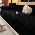Velvet Couch Cover, Plush Sectional Sofa Cover Washable, Anti Slip Sofa Slipcover for 3 Cushions Sofas, Furniture Protector Covers for Pets & Kids(1PC, Black, 35.4"×71", 3-Seater)