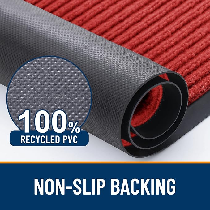 OLANLY Front Door Mat Indoor Outdoor Entrance, 2-Pack 29.5 x 17 Inch, Waterproof Heavy Duty Doormat, Fade Resistant, Low Profile, Easy Clean Patio Porch Welcome Floor Mats for Entry, Red