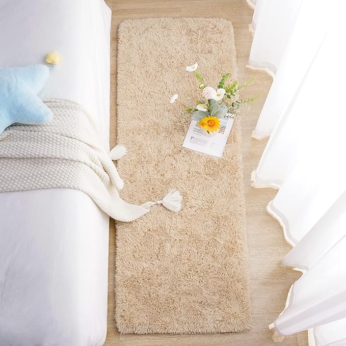 Chicrug Soft Runner Rugs for Bedroom Living Room Plush Fluffy Rug 3x10 Feet, Shag Furry Area Rug Carpet Non Shedding for Nursery Children Kids Girls Room Home Decorative, Camel