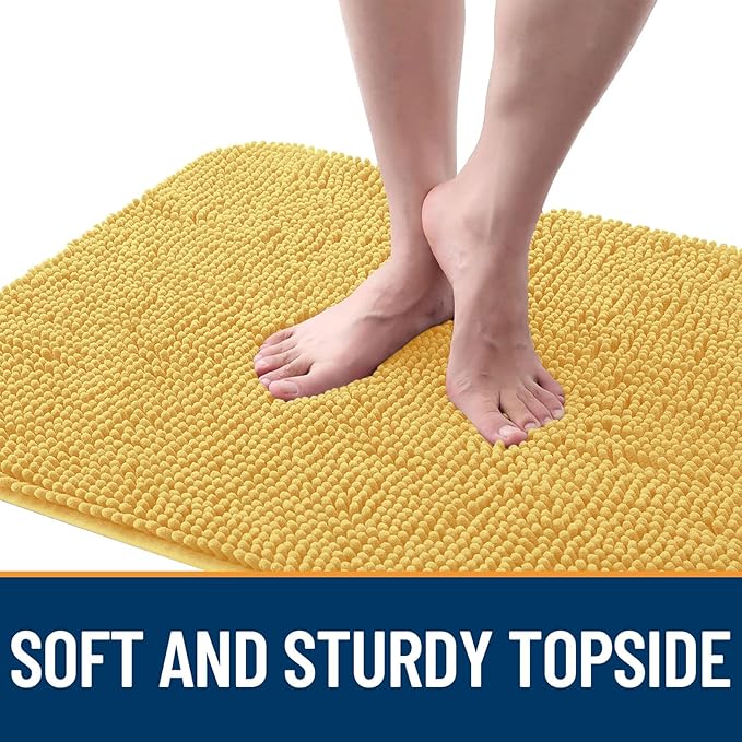 OLANLY Dog Door Mat for Muddy Paws 30x17, Absorbs Moisture and Dirt, Absorbent Non-Slip Washable Doormat, Quick Dry Chenille Mud Mat for Dogs, Entry Indoor Entryway Carpet for Inside Floor, Yellow