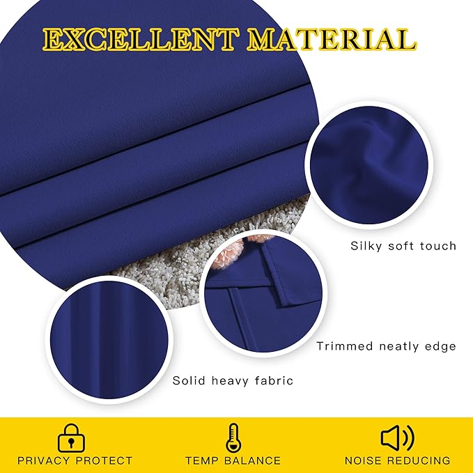 NICETOWN Doorway Curtains & Drapes 78 inches Long - Grommet Window Treatment Thermal Insulated Privacy Blackout Curtains & Drapes for Bedroom (Navy Blue, Set of 2, W52 x L78)
