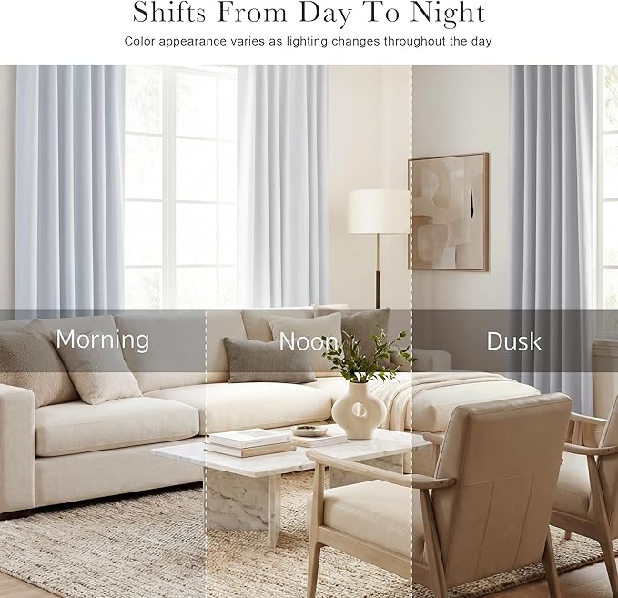 PONY DANCE Short Drapes for Kinchen, Drapes for Bathroom Window, Privacy Curtain Tiers for Basement Windows, loft Curtain Tiers for Bedroom (2 Panels,Greyish White, 34x54 Inch)