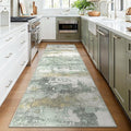 BEIMO Runner Rug for Hallway Kitchen, 2'6"x10' Machine Washable Runners Rug for Entryway, Soft Modern Abstract Throw Rugs, Low Pile Floor Cover with Non Slip Backing, Light Green