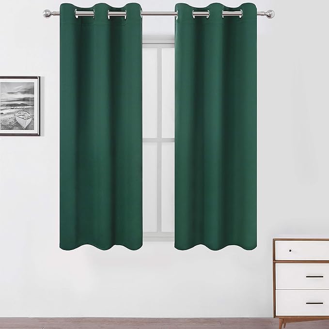 LEMOMO Green Blackout Curtains 40 x 63 Inch Length/Set of 2 Curtain Panels/Thermal Insulated Room Darkening Blackout Curtains for Bedroom