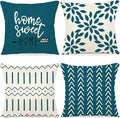 YCOLL Pillow Covers 20x20 Set of 4, Modern Sofa Throw Pillow Cover, Decorative Outdoor Linen Fabric Pillow Case for Couch Bed Car,Teal