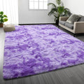 Deerhoo Large Shag Area Rugs 8 x 10, Tie-Dyed Plush Fuzzy Rugs for Living Room, Ultra Soft Fluffy Furry Rug for Bedroom, Indoor Carpet Nursery Rugs for Kids Room Home Decor, Purple