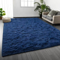 Deerhoo Large Shag Area Rugs 5 x 8, Plush Fuzzy Rugs for Living Room, Ultra Soft Fluffy Furry Rug for Bedroom, Indoor Carpet Nursery Rugs for Kids Room Home Decor, Navy Blue