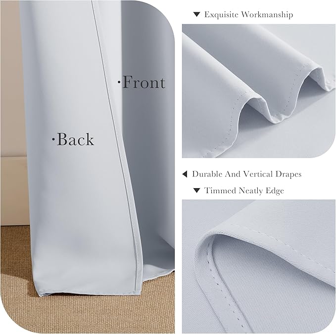 Pony Dance Short Curtains for Bathroom Window, Half Drapes for Kitchen Window, loft Thermal Insulated Curtain Tiers for Bedroom/Basement, Long 24 x Wide 29 inches per Panel, Greyish White, Set of 2