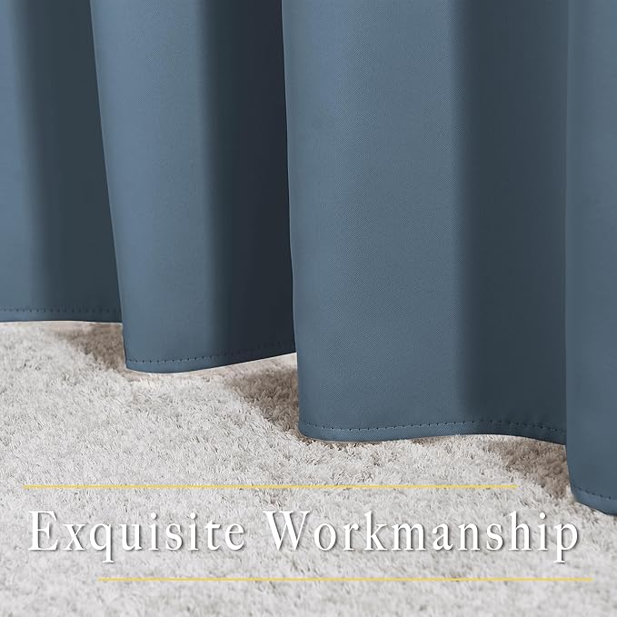 NICETOWN Blackout Curtain Panels 72 - Window Treatment Energy Saving Thermal Insulated Solid Grommet Blackout Drapes for Living Room (Smoky Blue, 1 Pair, 52 by 72-Inch)