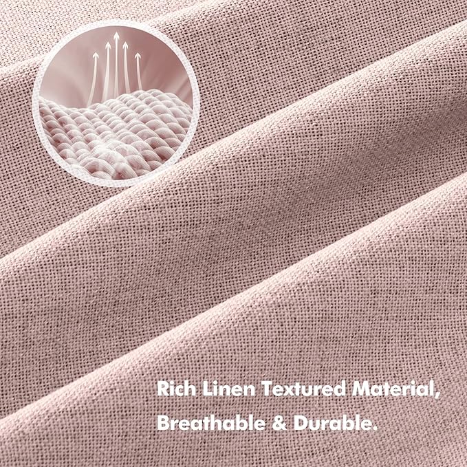 MIULEE 100% Blackout Linen Curtains for Bedroom, Pink Solid Luxury Decor Thermal Insulation Room Darkening Drapes for Living Room Nursery Back Tab Rod Pocket 42 x 72 Inches, 2 Panels