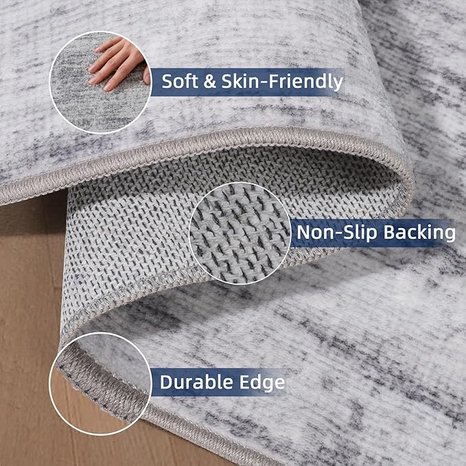 Runners for Hallways 2x8 Kitchen Runner Rugs，Modern Abstract Rug Runners for Entryway，Stain Resistant Washable Runner Rug Non-Slip 8ft Carpet Rug for Bedroom Living Laundry Room（Grey,2'x8'）