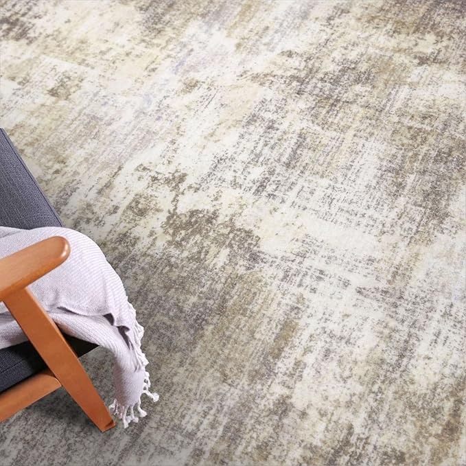 IOHOUZE Abstract Runner Rug 3x20 Ft Extra Long Washable Runners for Hallways, Non Slip Kitchen Runner Printed Faux Wool Entryway Runner Indoor, Modern Abstract Floor Carpet for Hall Stair, Beige Brown