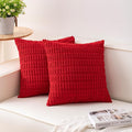 Pack of 2 Christmas Red Corduroy Decorative Throw Pillow Covers 20x20 Inch Soft Striped Pillow Covers Modern Farmhouse Home Decor for Sofa Living Room Couch Bed（Red）
