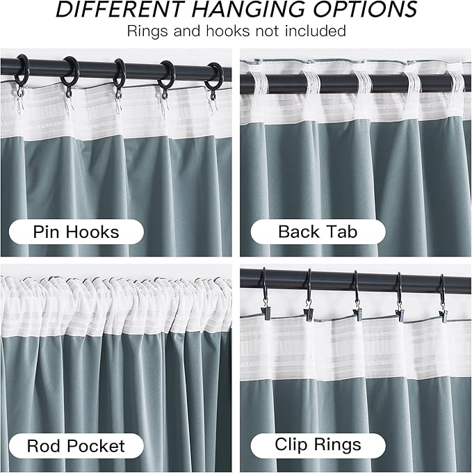 RYB HOME Stone Blue Velvet Curtains 96 inches - Blackout Curtains for Bedroom Thermal Insulated Noise Reducing Soft Luxury Window Decor for Living Room, W52 x L96 inches, 2 Panels