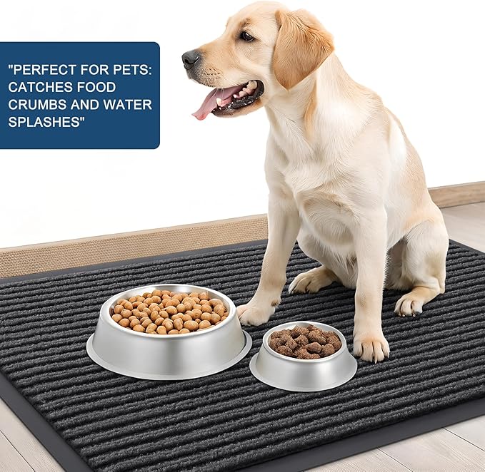 OLANLY Front Door Mat Indoor Outdoor Entrance, Waterproof Heavy Duty Doormat, Fade Resistant, Low Profile, Easy Clean Patio Porch Welcome Floor Mats for Entry, 71x23, Charcoal Grey