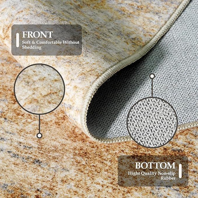 2'6''x8' Washable Kitchen Runner Rug: Modern Abstract Runners for Hallway Soft Non Slip Rugs with Rubber Backing Low Pile Thin Floor Carpet for Entryway Bedroom Bathroom Indoor(Grey/Yellow,2'6''x8')