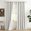 NICETOWN Extra Long Linen 100% Blackout Curtains 120 inches Length 2 Panels Set with Thermal Insulated Liners, Ivory, 62" Width, Farmhouse Style Window Draperies for Patio Sliding Glass Door