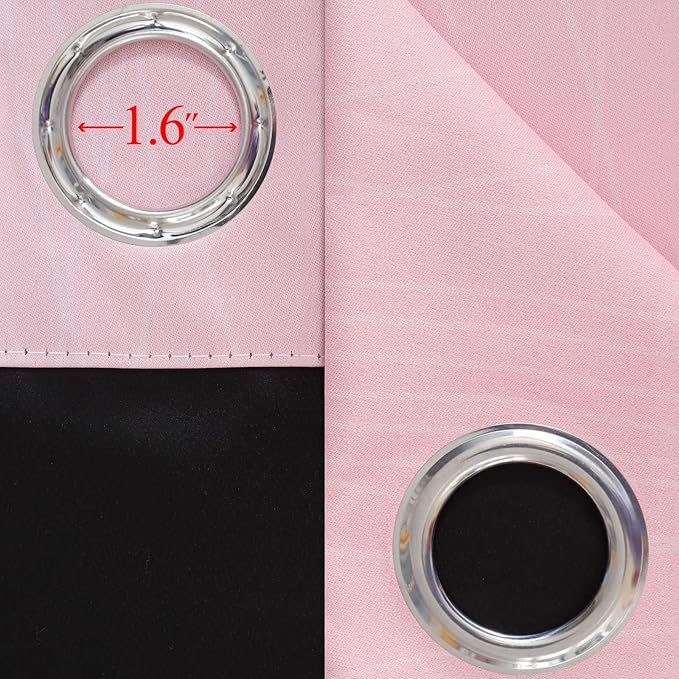 Estelar Textiler Ombre Grey and Pink Blackout Curtains 72 Inch Length 2 Panels, Full Room Darkening Blackout Curtains for Bedroom, Grommet Thermal Insulated Gradient Drapes for Kids Room, 52x72 Inch
