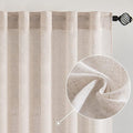 MIULEE Natural White Linen Curtains 100 Inch Length 2 Panels for Bedroom Living Room, Soft Thick Linen Textured Window Drapes Semi Sheer Light Filtering Back Tab Rod Pocket Burlap Look Decor
