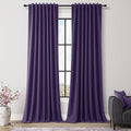 Guken 100% Blackout Curtains 102 Inch Length 2 Panels Set for Living Room Bedroom Back Tab Thermal Insulated Black Out Linen Drapes Room Darkening New Purple,52x102
