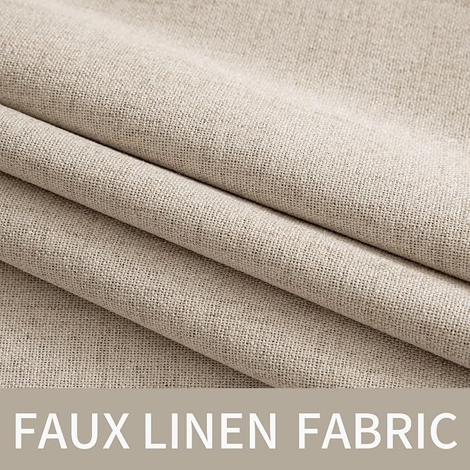 MIULEE 90 Inches Linen Textured Curtains for Bedroom 100% Blackout Thermal Insulated Taupe Grommet Room Darkening Curtains & Drapes Luxury Decor for Living Room Nursery 52 x 90 Inch (2 Panels)
