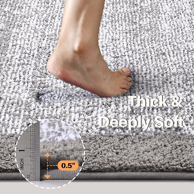 48x32 Large Bathroom Rugs Washable Non Slip, Light Grey Bath Mat for Bathroom Floor Tub, Soft Absorbent Quick Dry Mats for Shower, Bathtub,Home Decor
