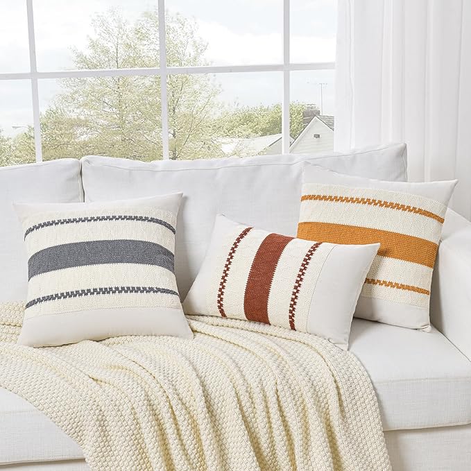 Fancy Homi Set of 1 Mustard Yellow Fall Decorative Throw Pillow Cover 18x18 Inch for Couch Bed Sofa, Autumn Halloween Thanksgiving Home Decor, Soft Cotton Aesthetic Cushion Case