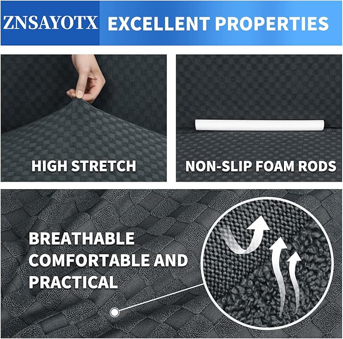 ZNSAYOTX 1 Piece Jacquard Chair Slipcovers for Living Room High Stretch Chair Covers with Arms Anti Slip Pets Friendly Couch Sofa Armchair Cover Furniture Protector (Chair, Dark Grey)