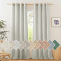 NICETOWN Thick Semi Sheer Linen Gray Curtains for Boys Room, Grommet Privacy Added with Light Through Semitransparent Linen Weave Drapes for Farmhouse and Bedroom, W55 x L96, 2 Pieces