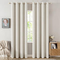 MIULEE Linen Texture Curtains for Bedroom Solid 100% Blackout Thermal Insulated Linen Beige Curtains Grommet Room Darkening Drapes for Living Room Nursery 52x84 Inch (2 Panels)